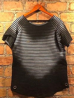 Men's Full Size Round Neck Short Sleeve Striped T-Shirt Plus Size