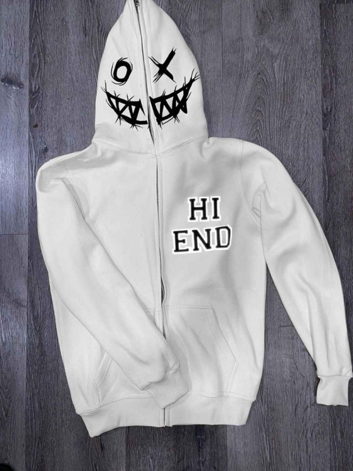 Men's Zip Up Letter Graphic Hoodie