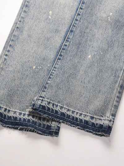 Men's Frayed Hem Bootcut Jeans