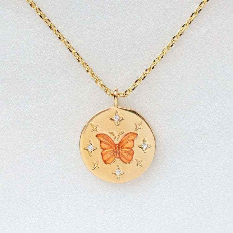 18K Gold Inlaid Zirconia Necklace With Personality Trait Design