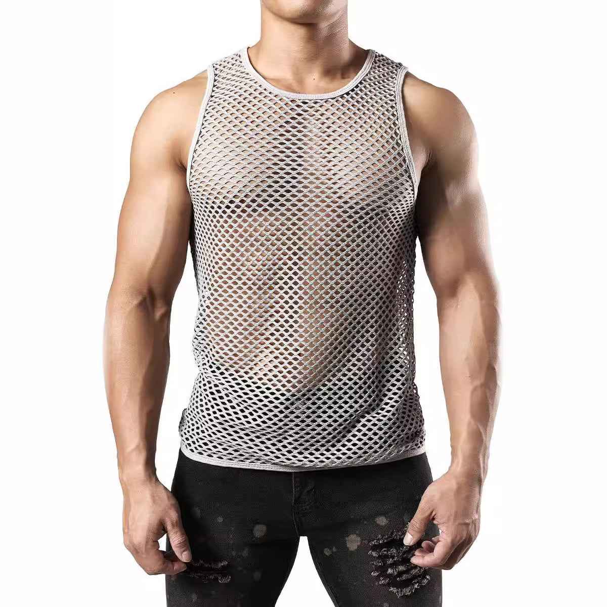 Men's Openwork Round Neck Tank