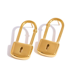 18K Gold Lock Earrings