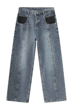 Mid Rise Waist Jeans with Pockets