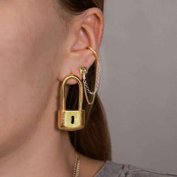 18K Gold Lock Earrings