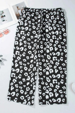 Plus Size Leopard Elastic Waist Pants