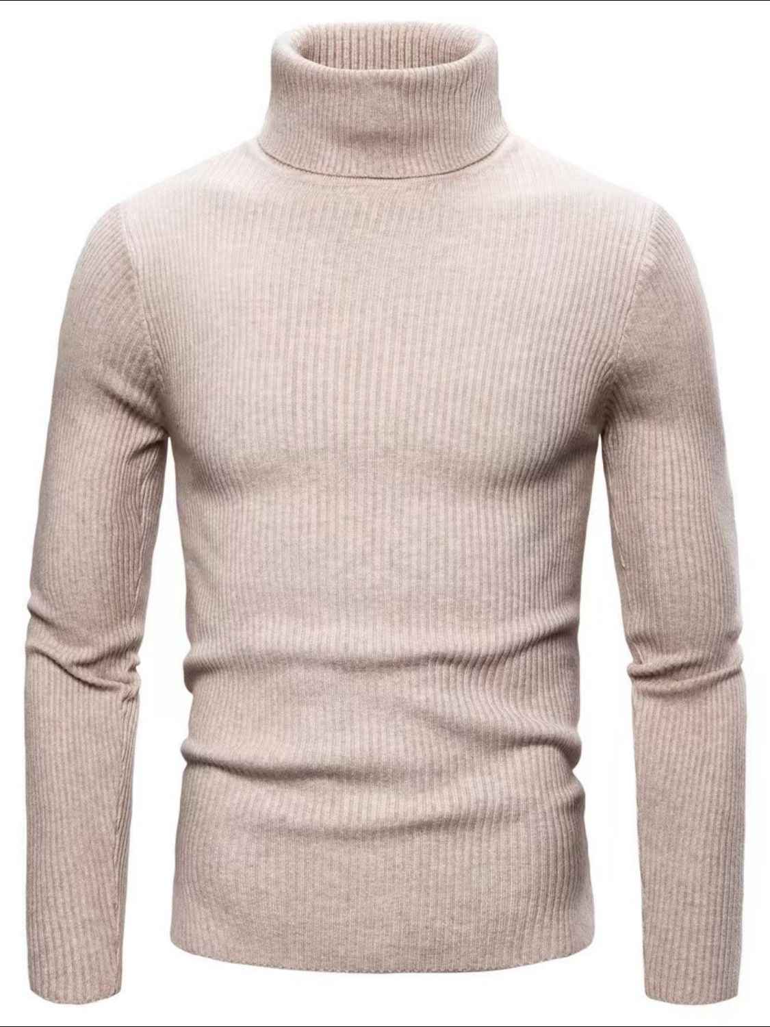 Men's Turtleneck Long Sleeve Ribbed Sweater