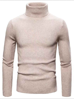 Men's Turtleneck Long Sleeve Ribbed Sweater