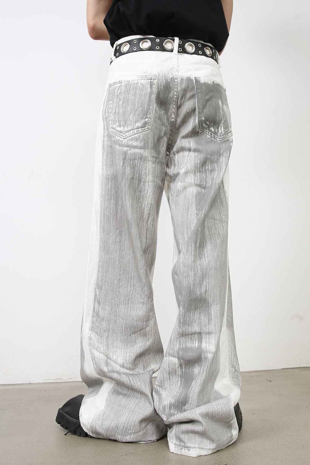 Men's Contrast Wide Leg Jeans