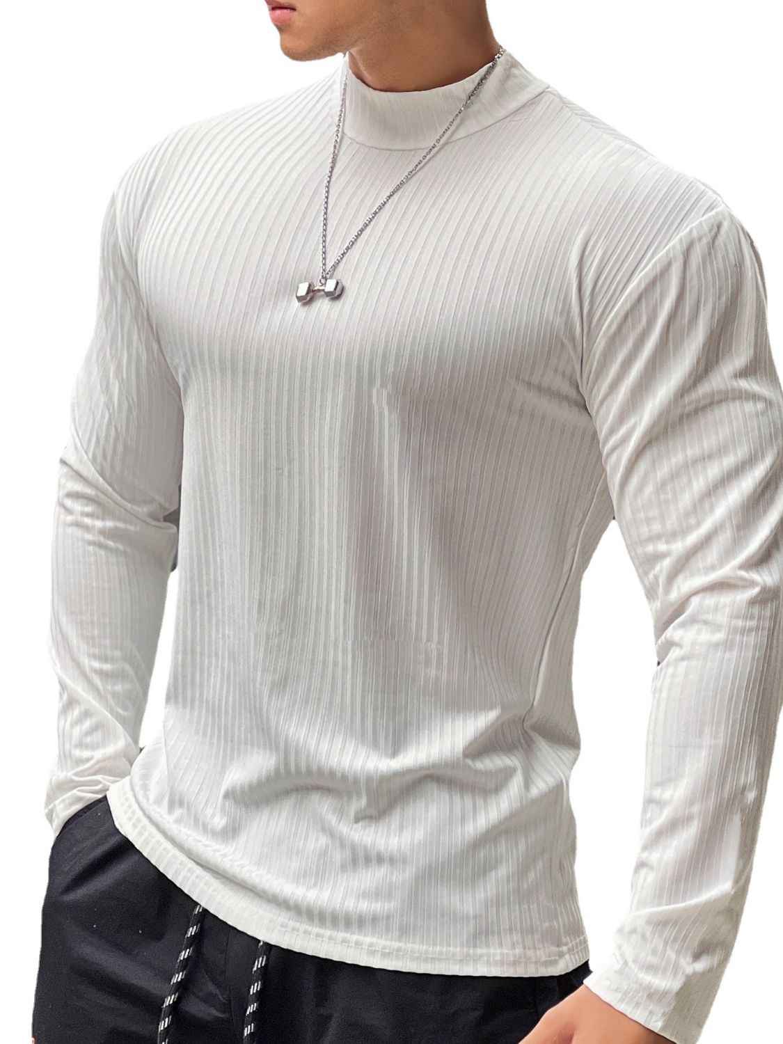Men's Mock Neck Long Sleeve T-Shirt