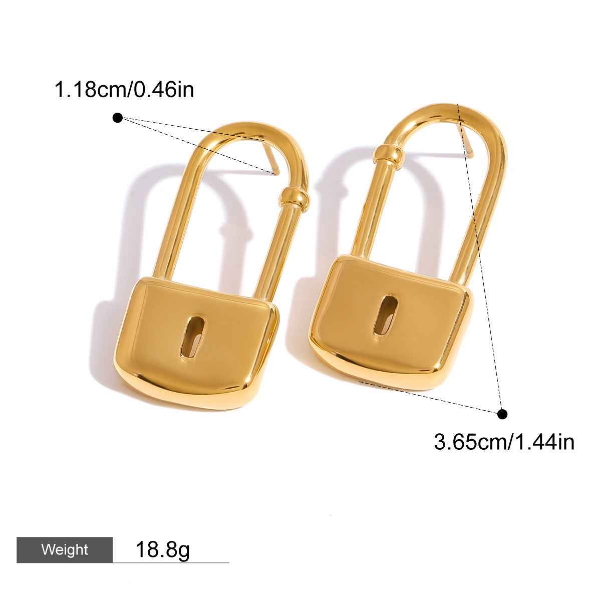 18K Gold Lock Earrings