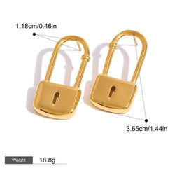 18K Gold Lock Earrings