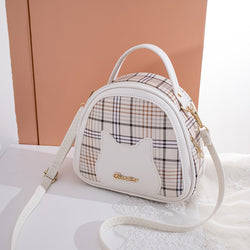 Women's Printed Checks Cat Pattern Shoulder Bag - Prime Zone