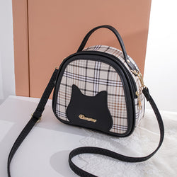 Women's Printed Checks Cat Pattern Shoulder Bag - Prime Zone