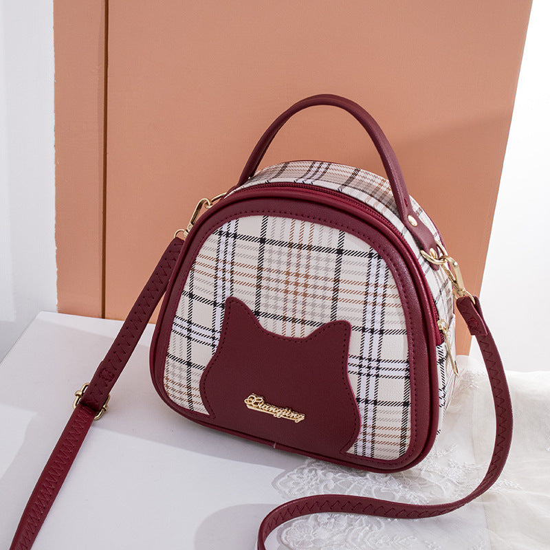 Women's Printed Checks Cat Pattern Shoulder Bag - Prime Zone