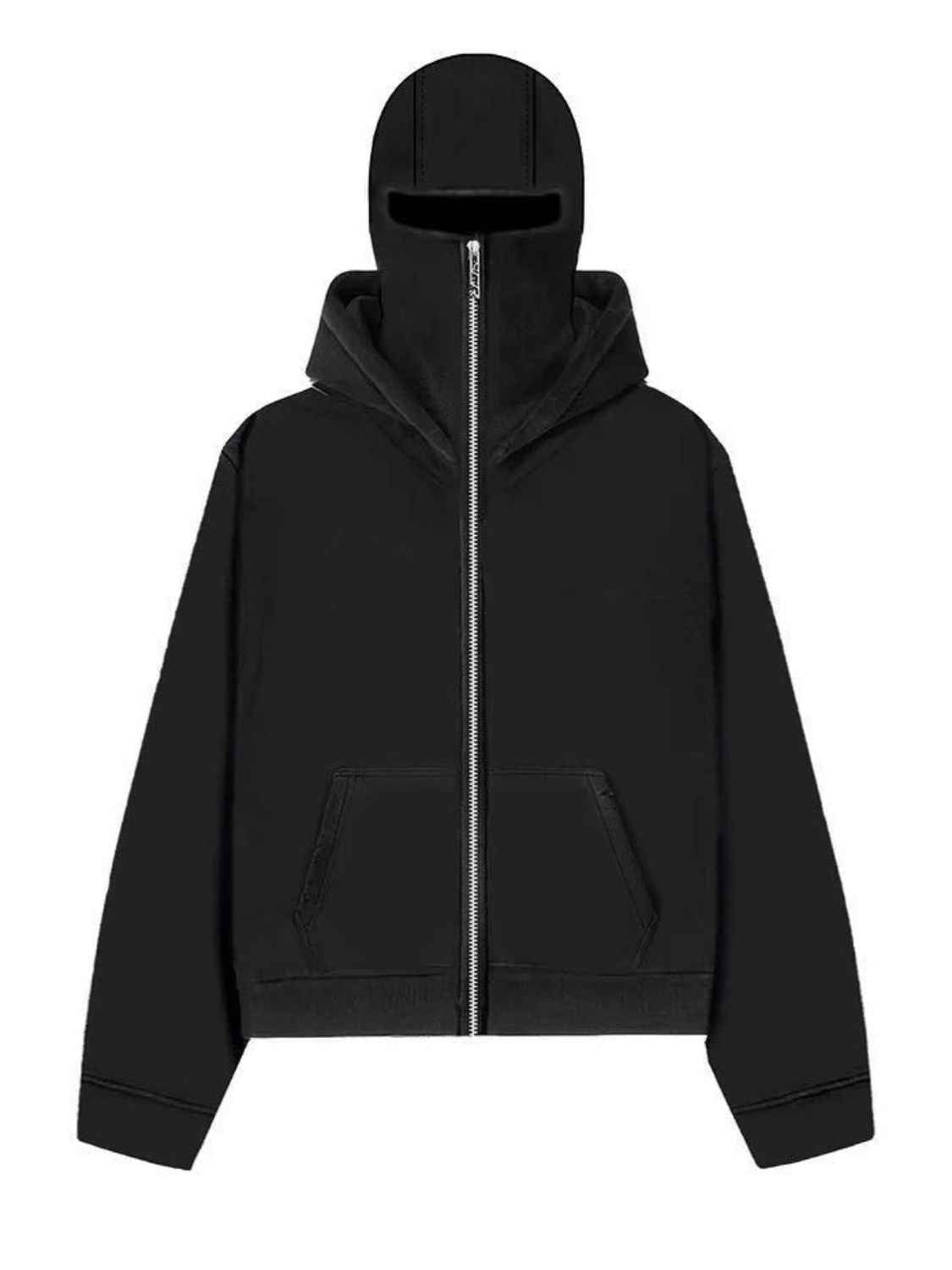 Men's Zip Up Long Sleeve Hoodie with Mask