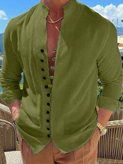 Men's Full Size Button Front Long Sleeve Shirt Plus Size