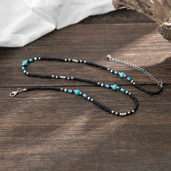 Turquoise & Black Bohemian Bead Design Necklace