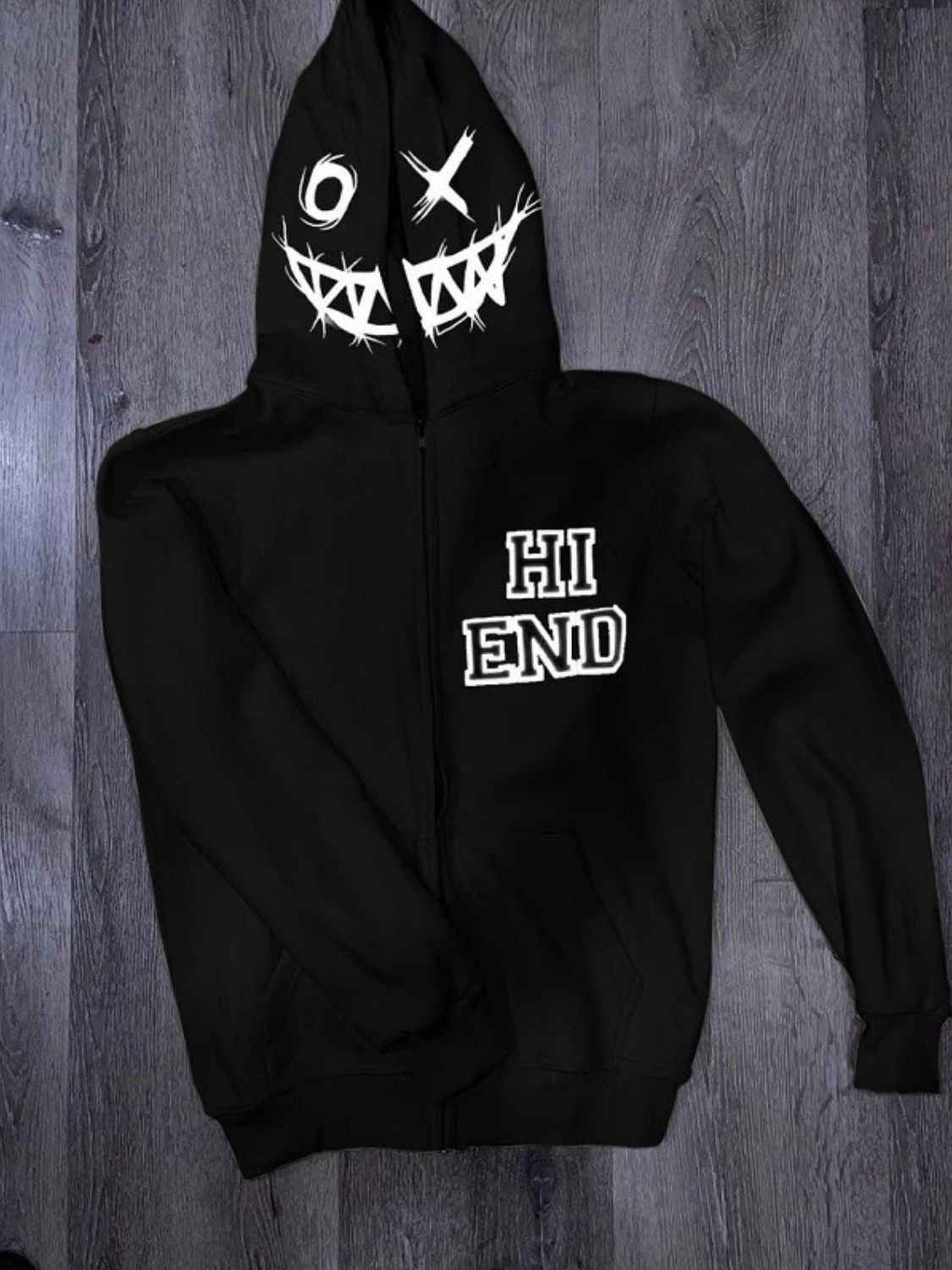 Men's Zip Up Letter Graphic Hoodie