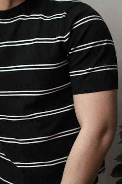 Men's Plus Size Round Neck Striped T-Shirt