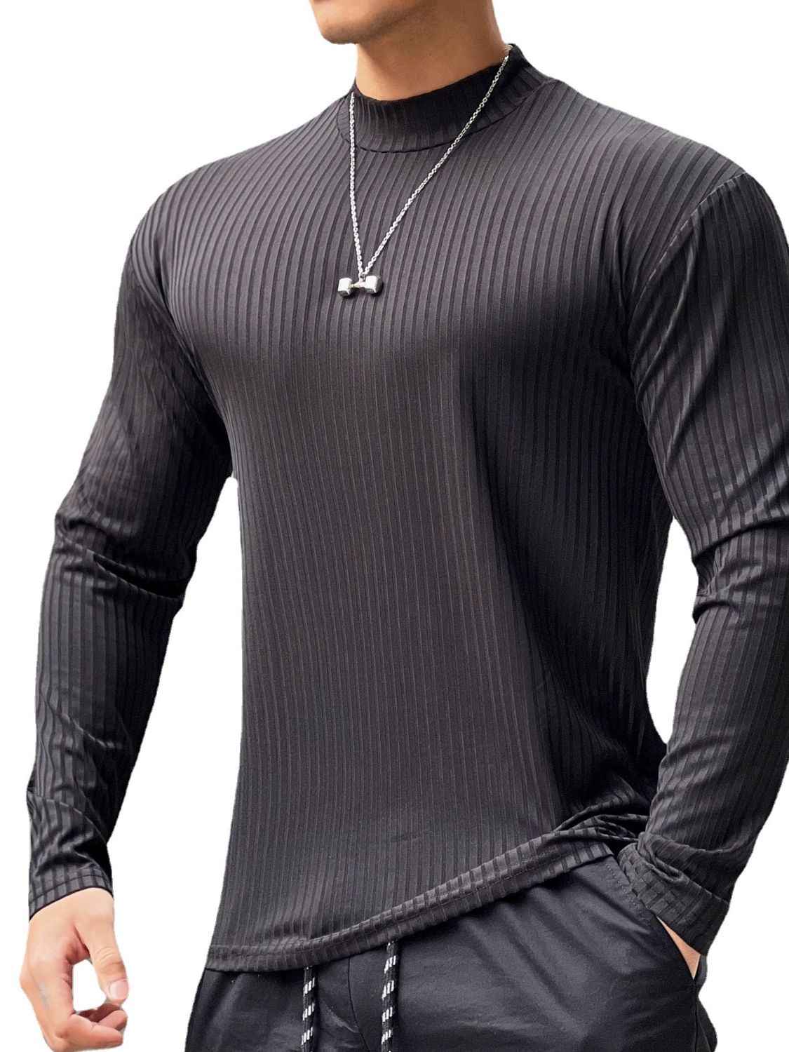 Men's Mock Neck Long Sleeve T-Shirt