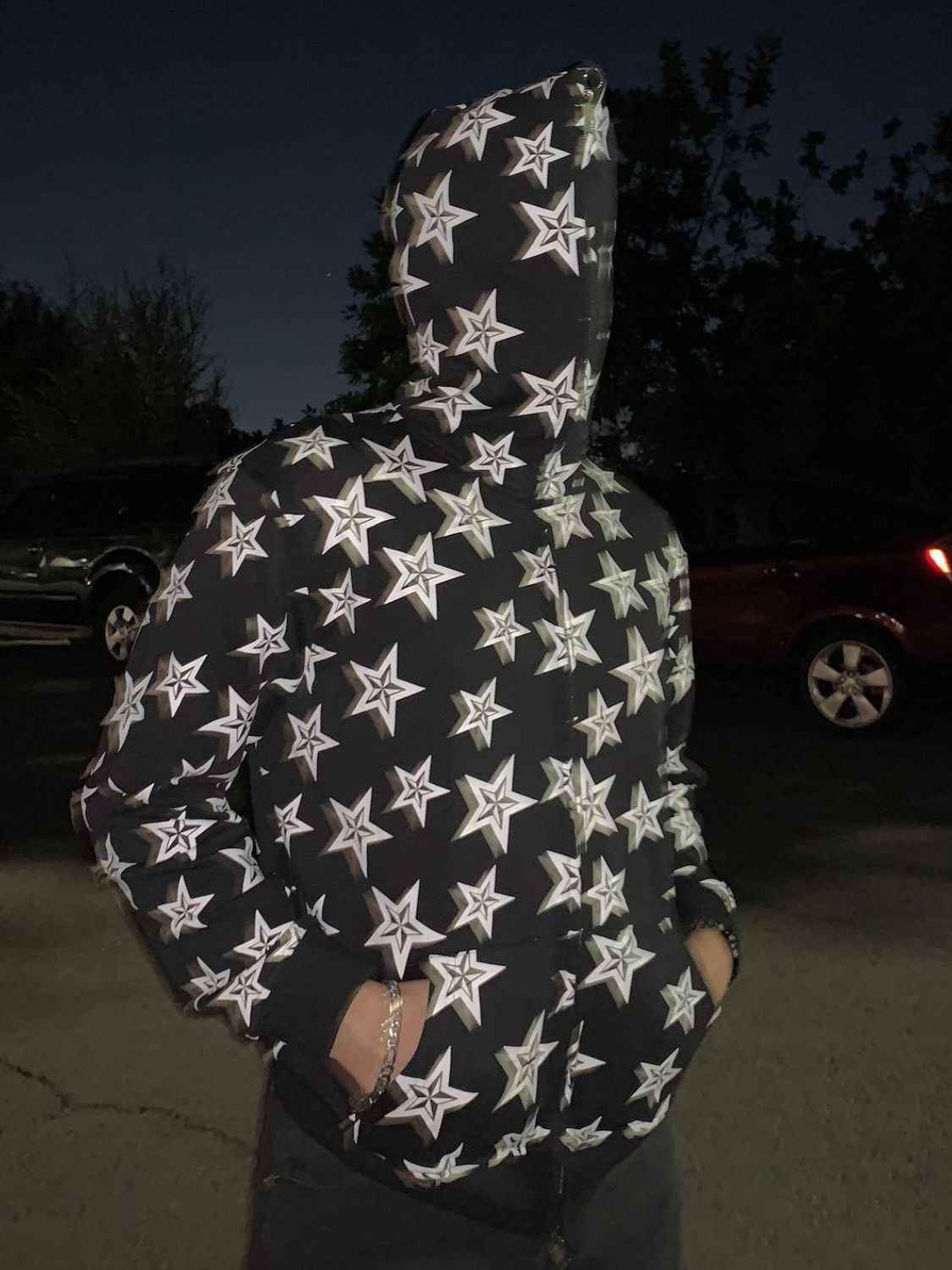 Men's Zip Up Star Graphic Hoodie