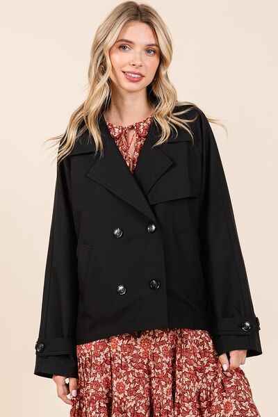 Mittoshop Double Breasted Long Sleeve Trench Coat Jacket