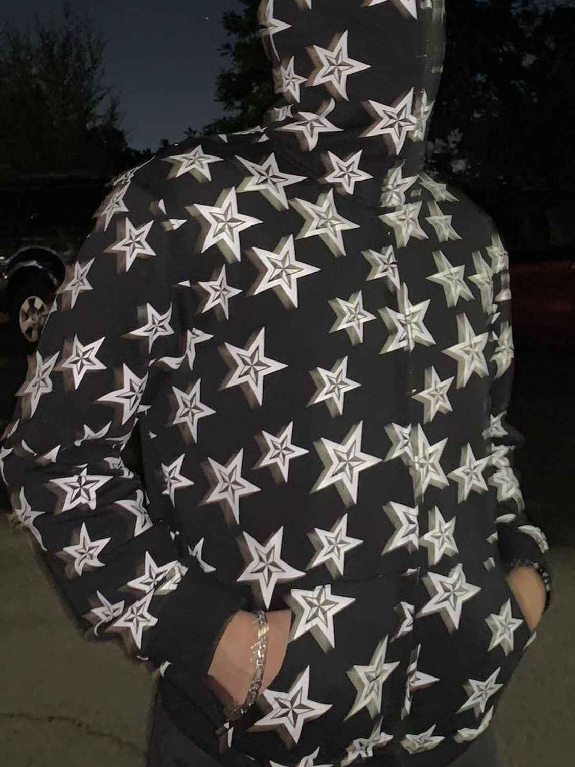 Men's Zip Up Star Graphic Hoodie