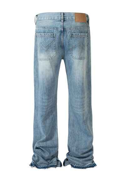 Men's Distressed Raw Hem Jeans