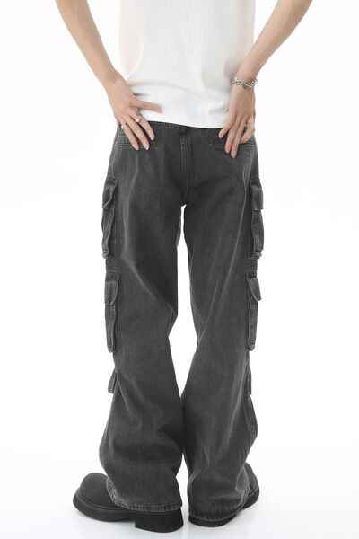 Men's Multi-Pocket Pleated Cargo Jeans