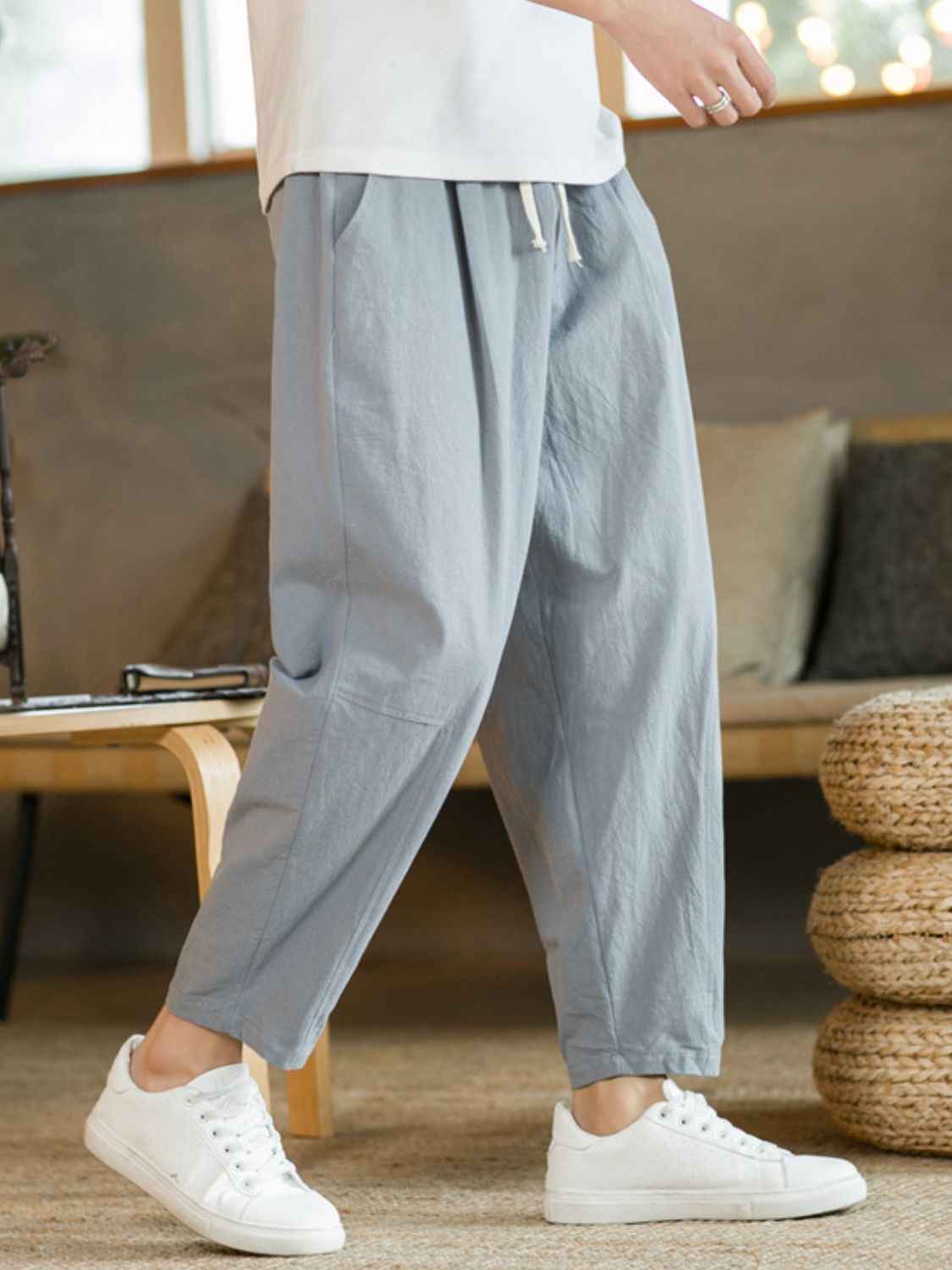 Plus Size Drawstring Pants with Pockets