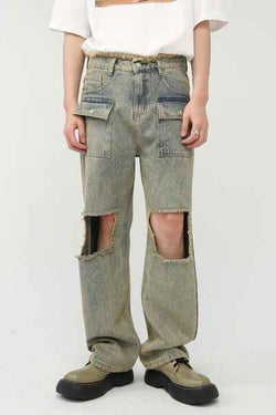 Raw Hem Distressed Jeans