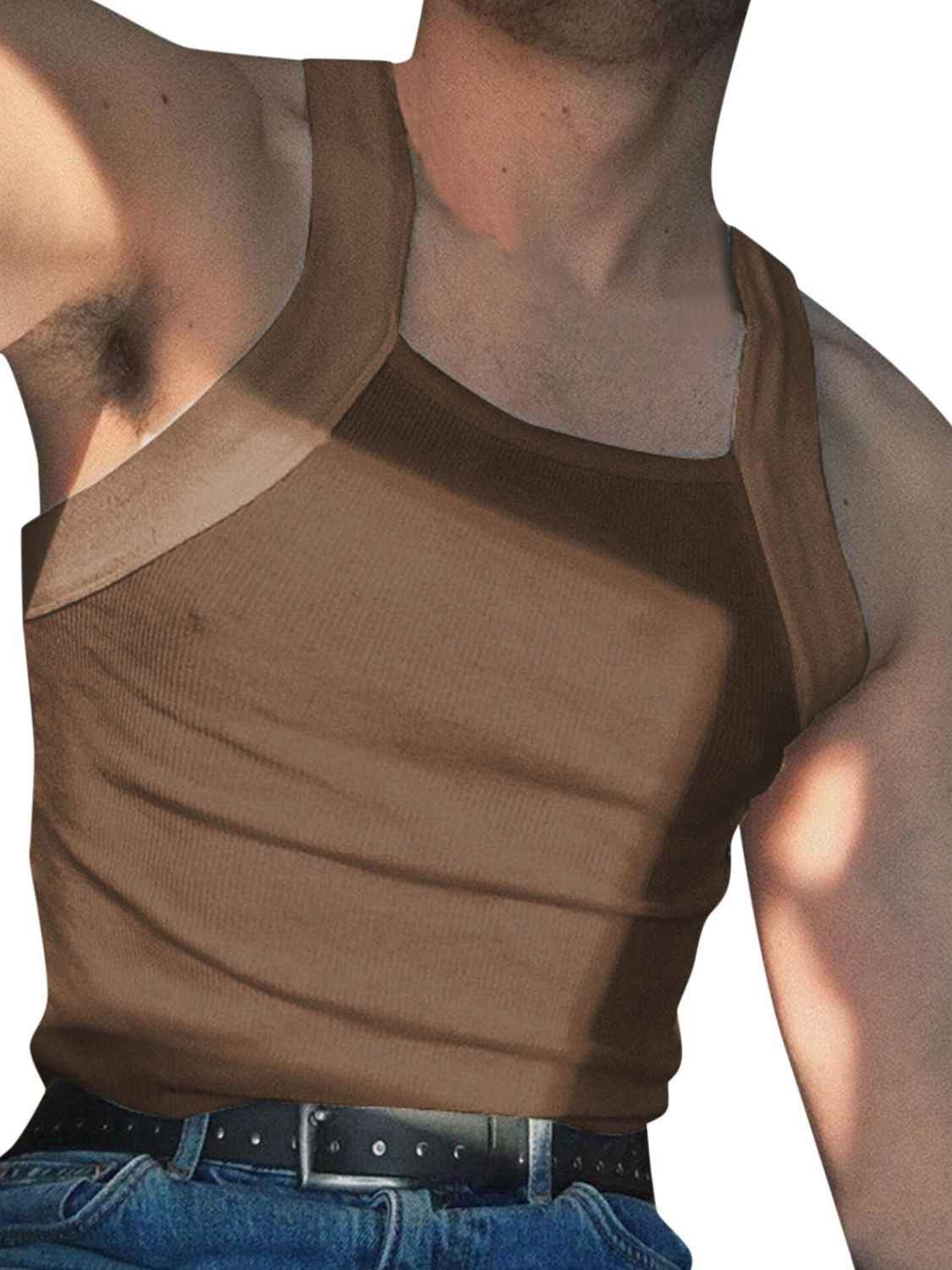 Men's Full Size Square Neck Wide Strap Tank Plus Size