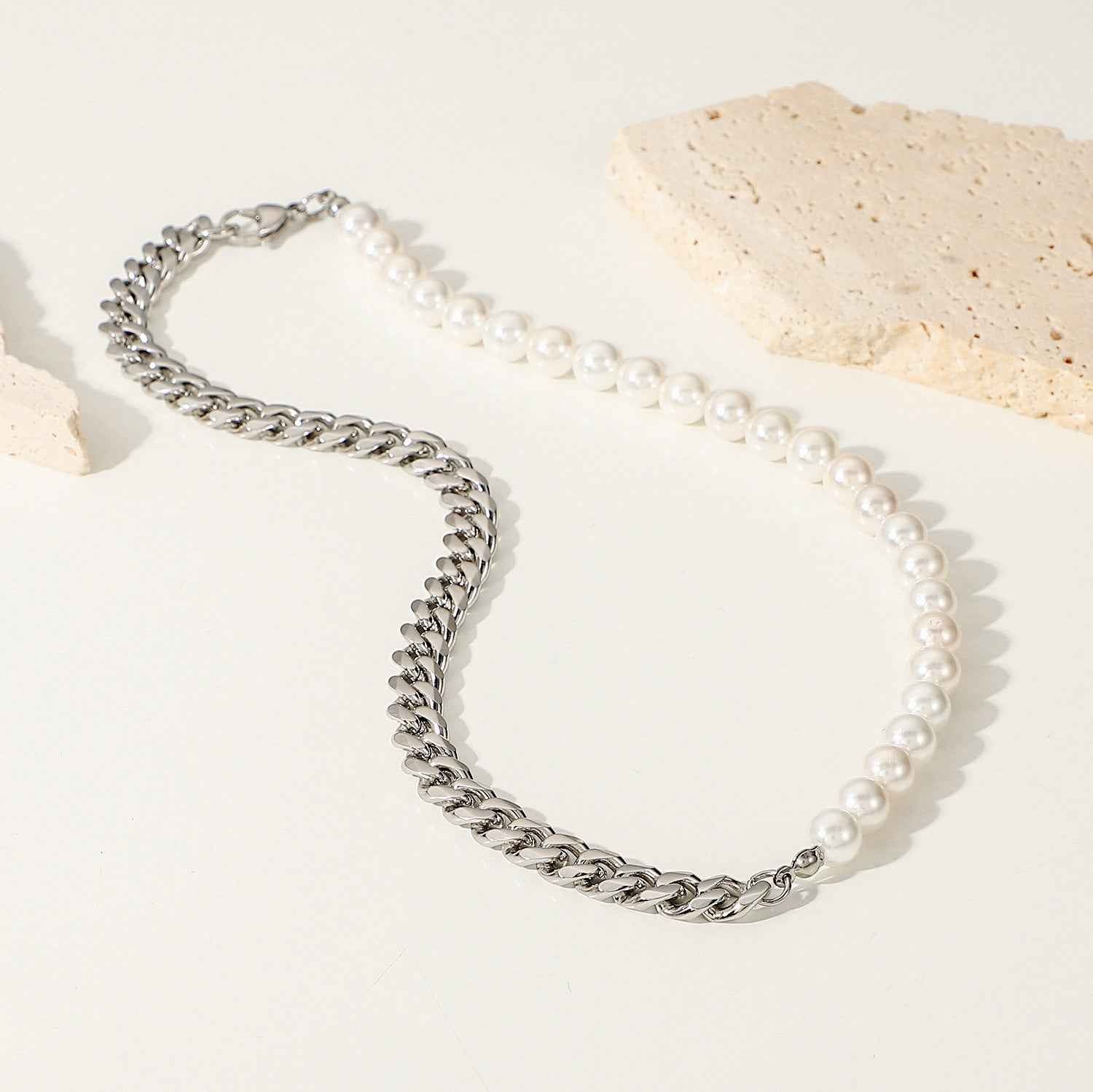 Pearl & Chain Split Necklace