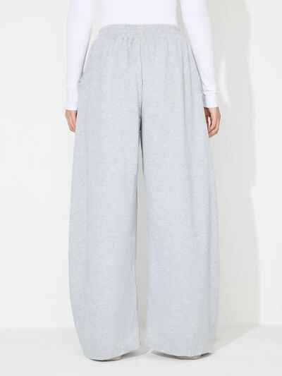 Elastic Waist Wide Leg Pants with Pockets