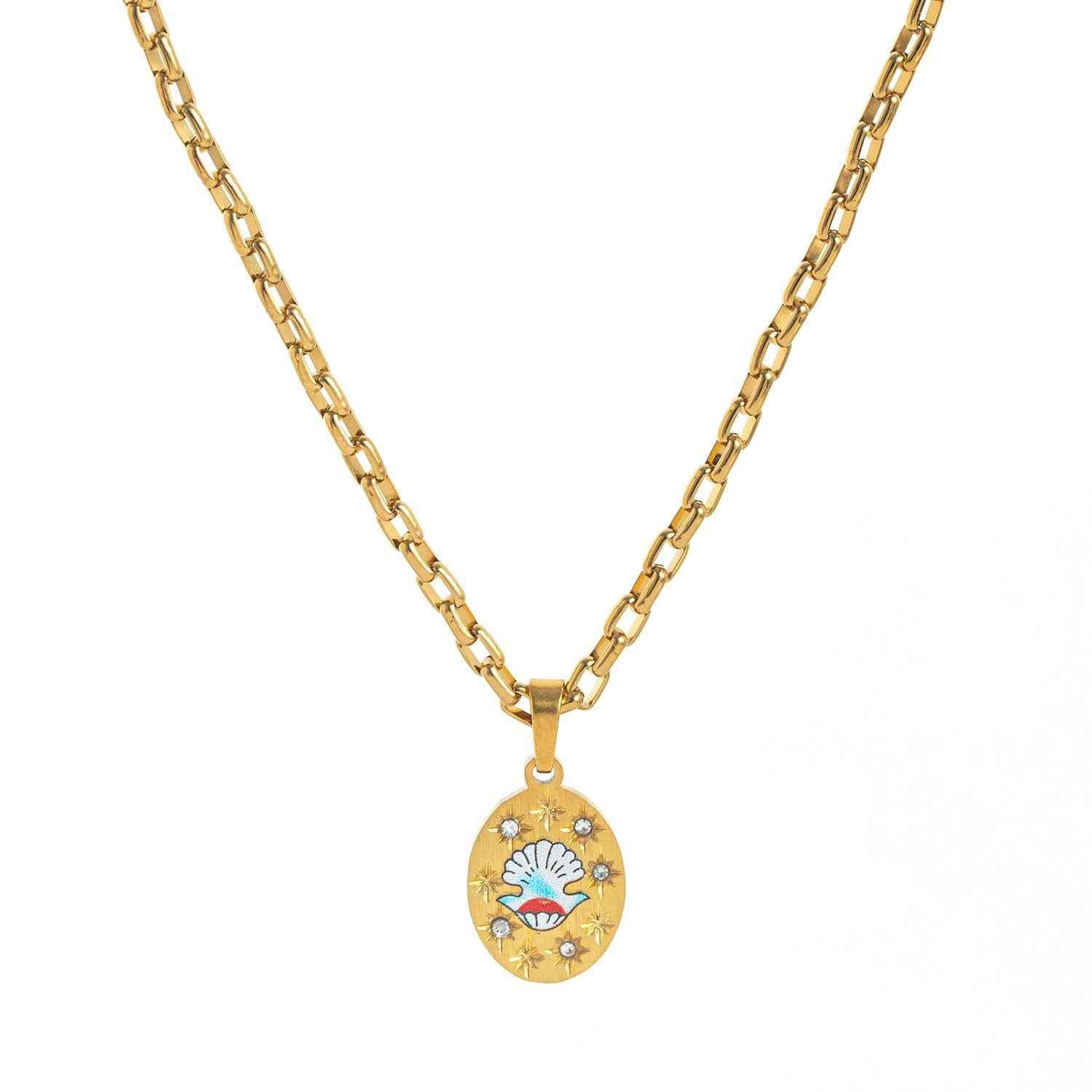 18K Gold Inlaid Zirconia Necklace With Personality Trait Design