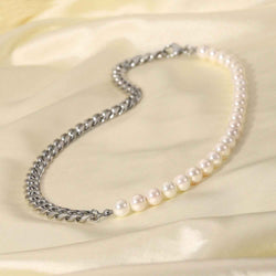 Pearl & Chain Split Necklace