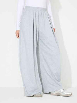 Elastic Waist Wide Leg Pants with Pockets