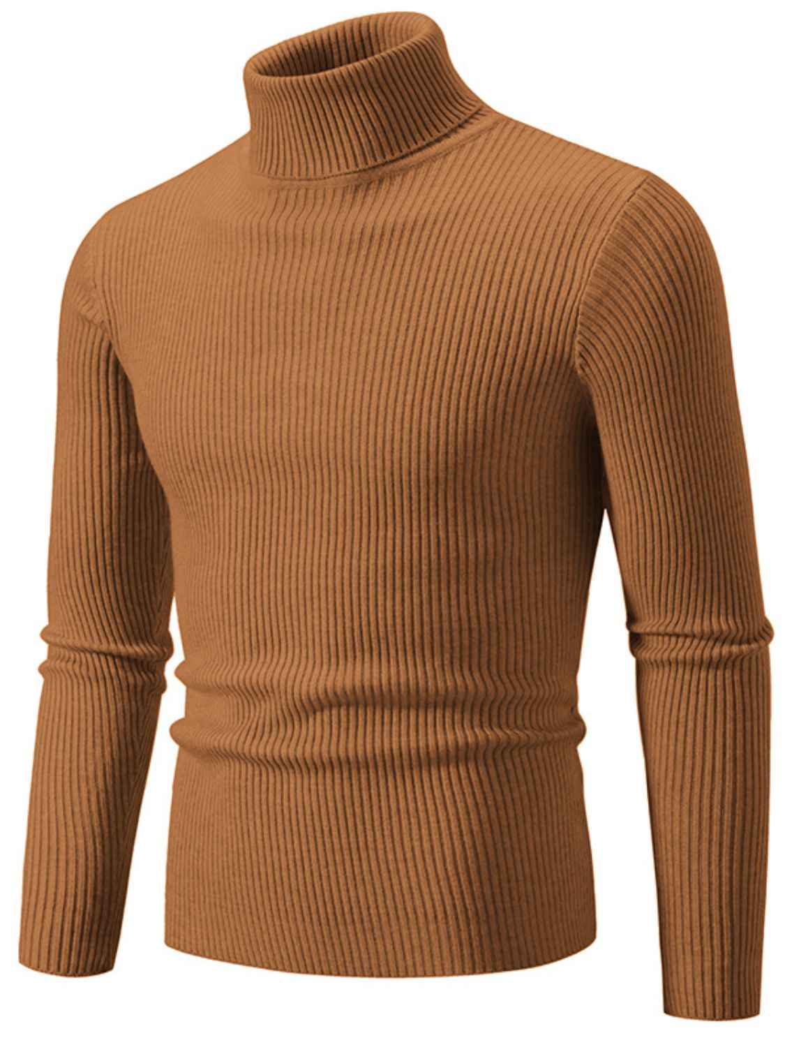 Men's Turtleneck Long Sleeve Ribbed Sweater