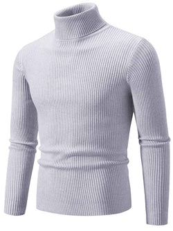 Men's Turtleneck Long Sleeve Ribbed Sweater