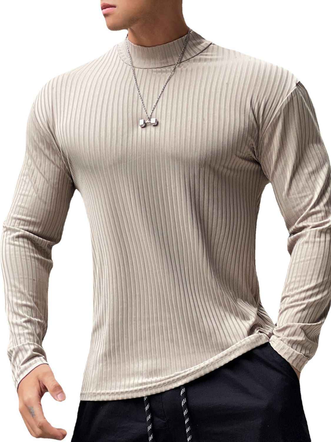 Men's Mock Neck Long Sleeve T-Shirt