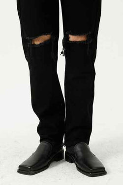 Distressed Mid Rise Jeans with Pockets