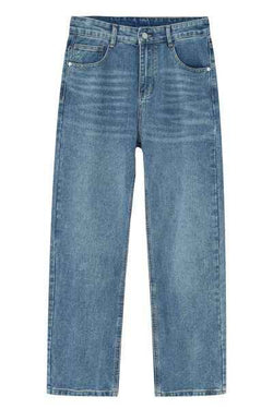 Washed Straight-Leg Slim Jeans