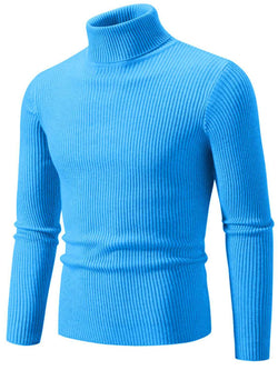 Men's Turtleneck Long Sleeve Ribbed Sweater