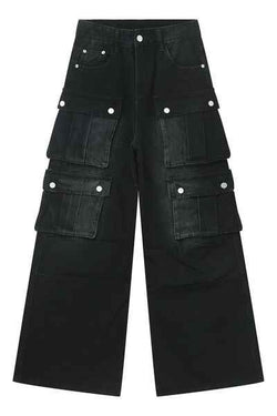 Multi-Pocket Cargo Wide-Leg Jeans