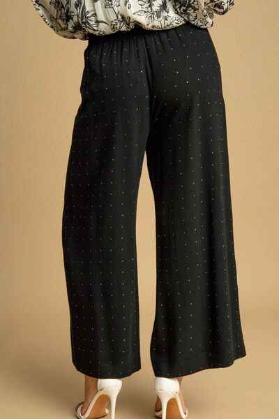 Umgee Full Size High Waisted Embellished Linen Pants Plus Size