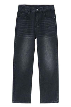 Washed Straight-Leg Slim Jeans