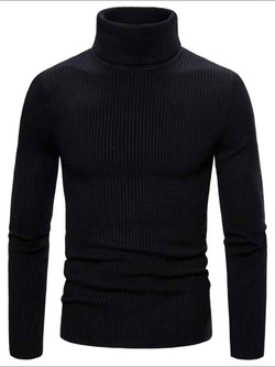 Men's Turtleneck Long Sleeve Ribbed Sweater