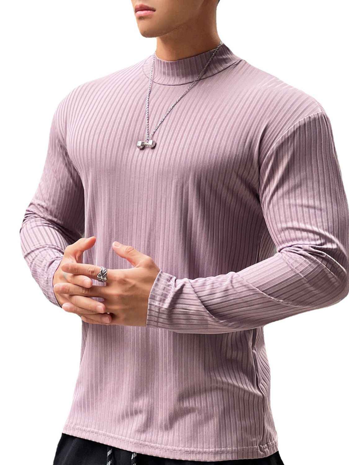 Men's Mock Neck Long Sleeve T-Shirt