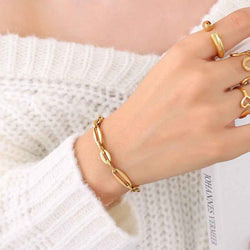 18K Gold Geometric Design Luxury Bracelet Necklace Set