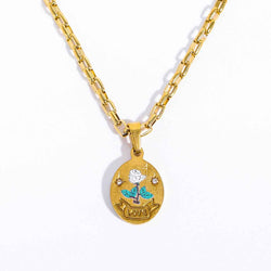 18K Gold Inlaid Zirconia Necklace With Personality Trait Design